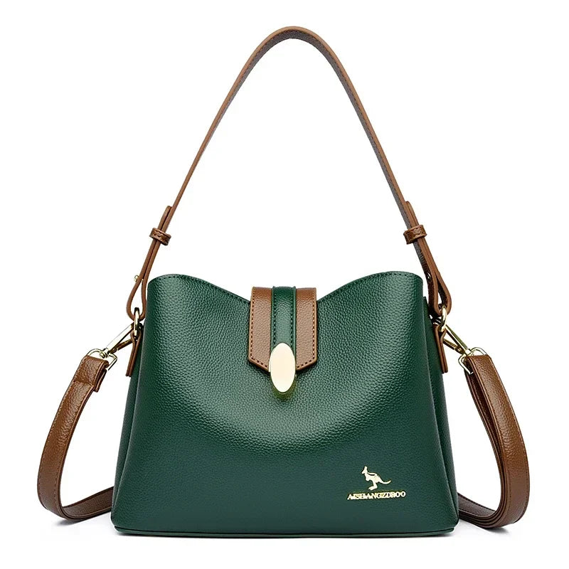 Leather Crossbody Tote Bag for Women