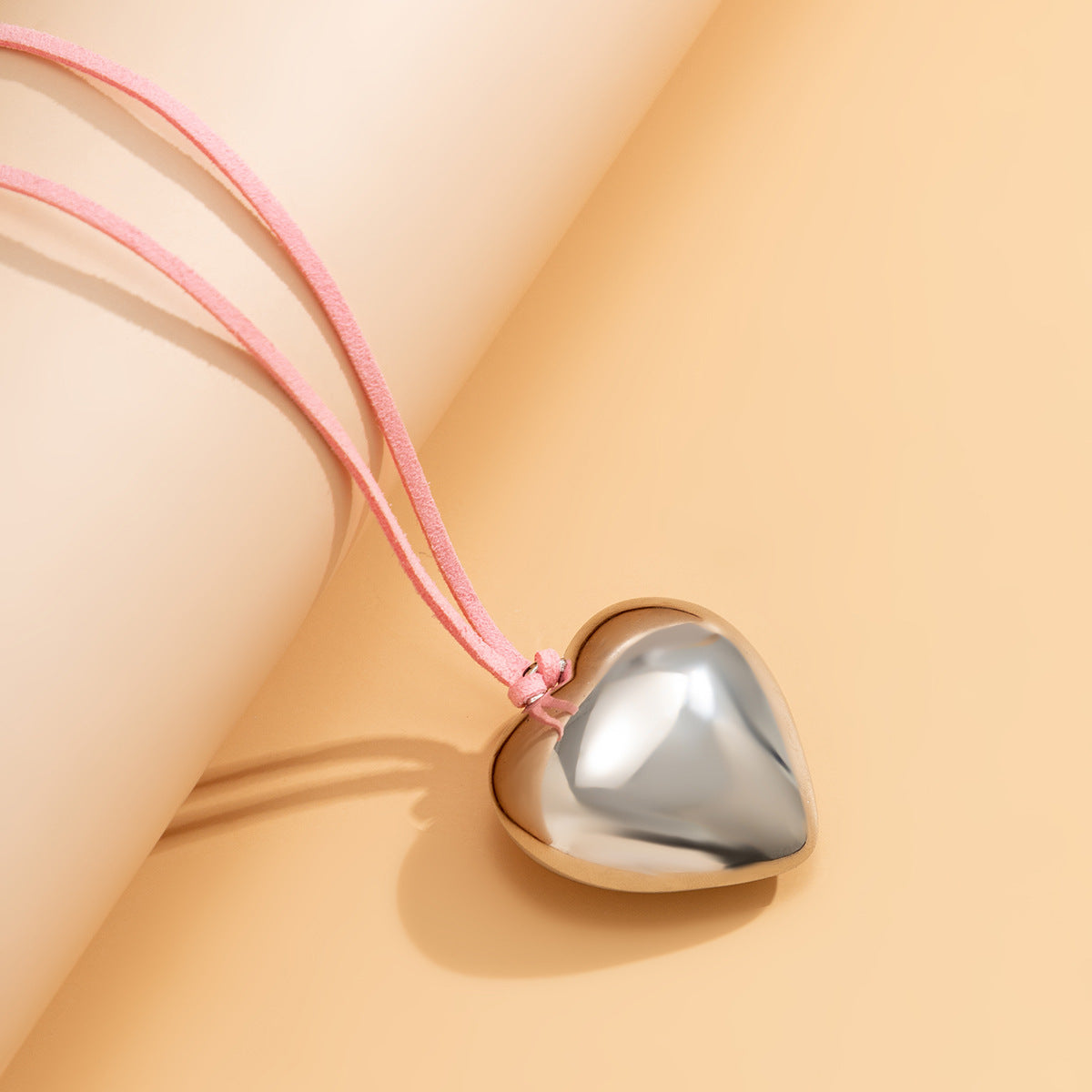 Silver Exaggerated Love Pendant Velvet String Necklace