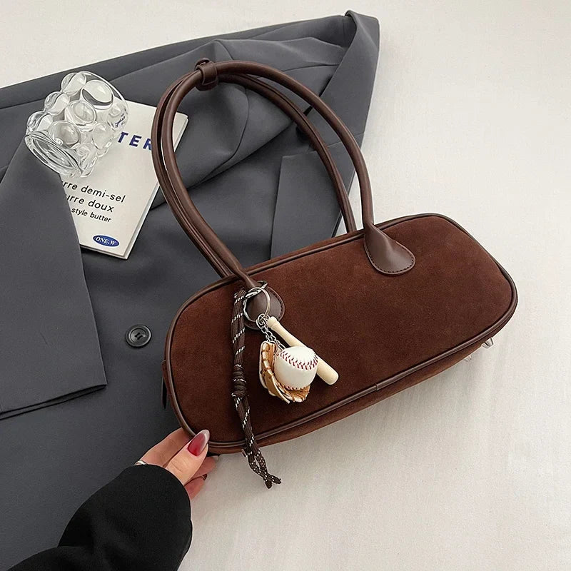 Faux Suede Retro Shoulder Bag for Women