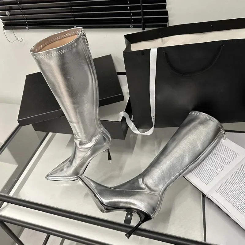 High Heels Zipper Long Stretch Modern Boots