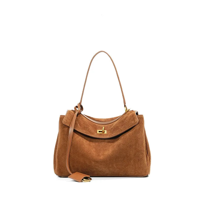 Suede Leather Frosted Shoulder Kellybag