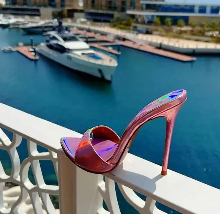 Dazzling Color Peep Toe Ladies Stiletto Sandals