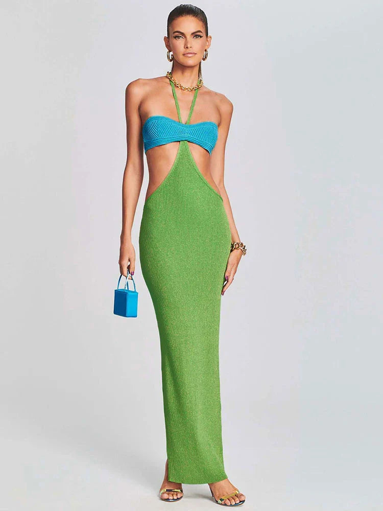 Halter Neck Shoulder Bikini Wrap Knit Beach Cover-Up