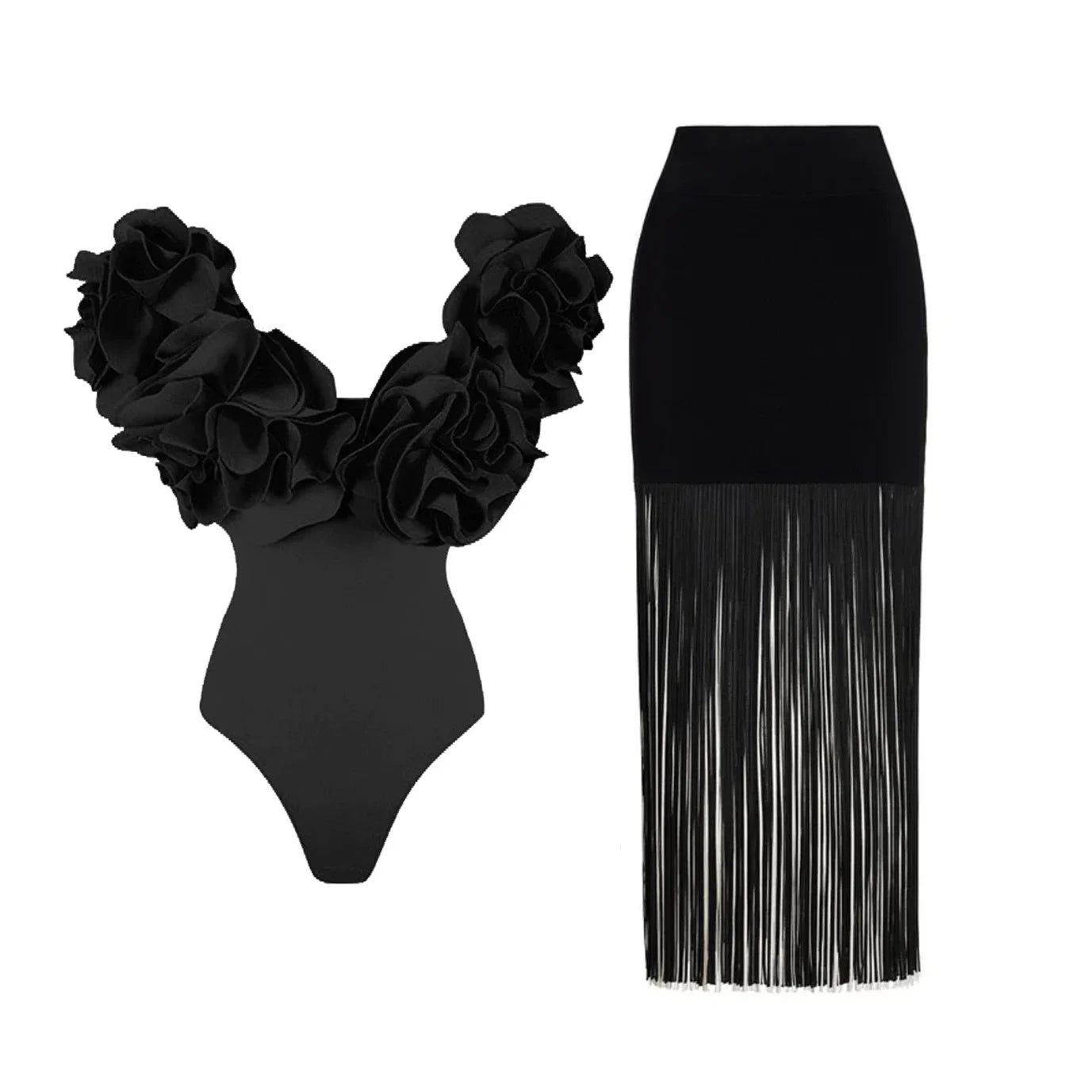 Flower Ruffle Push-Up Off-Shoulder Swimwear Set