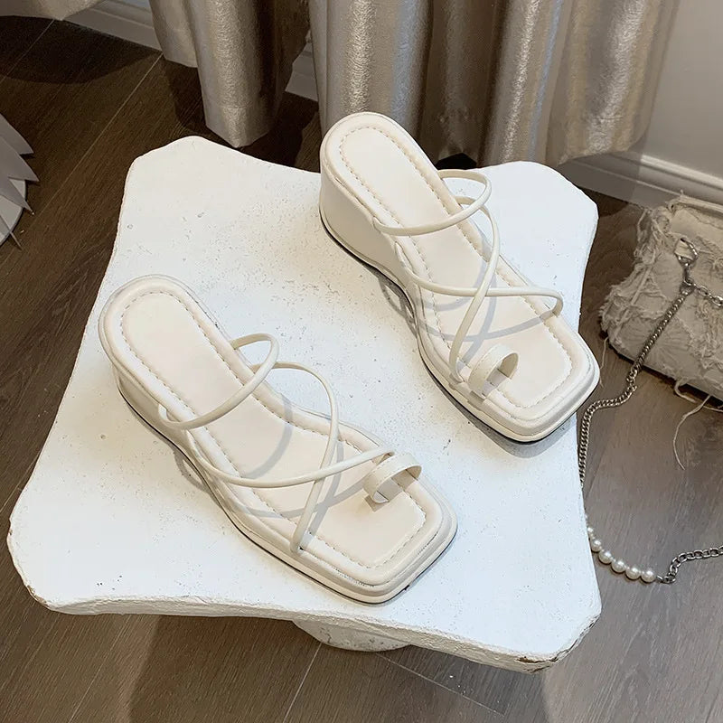 Wedge Platform Square Toe Sandals