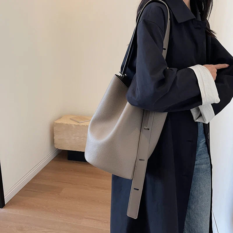 Retro Solid Color Leather Shoulder Bags