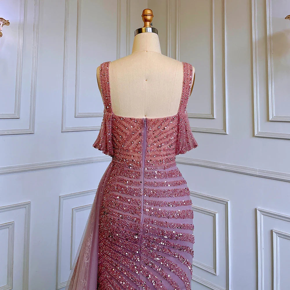 Caramel Mermaid Evening Gown with High Slit