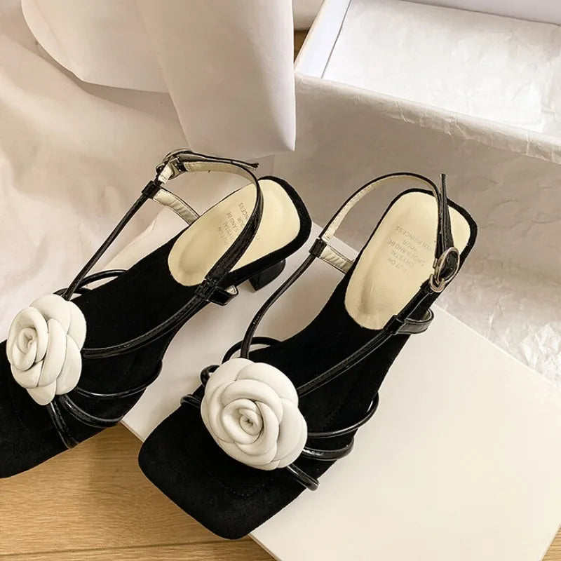 Handmade 3D Flower Open-Toe Sandals