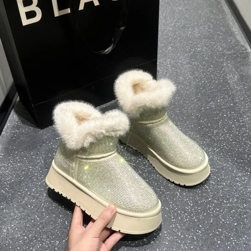 Women's Diamond Pattern Winter Boots with Anti-Slip Soles