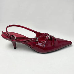 Pointed Toe Buckle Medium Heels Pumps Shoes