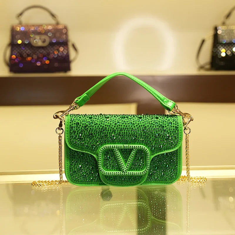 Diamond Studded Small Square Bag