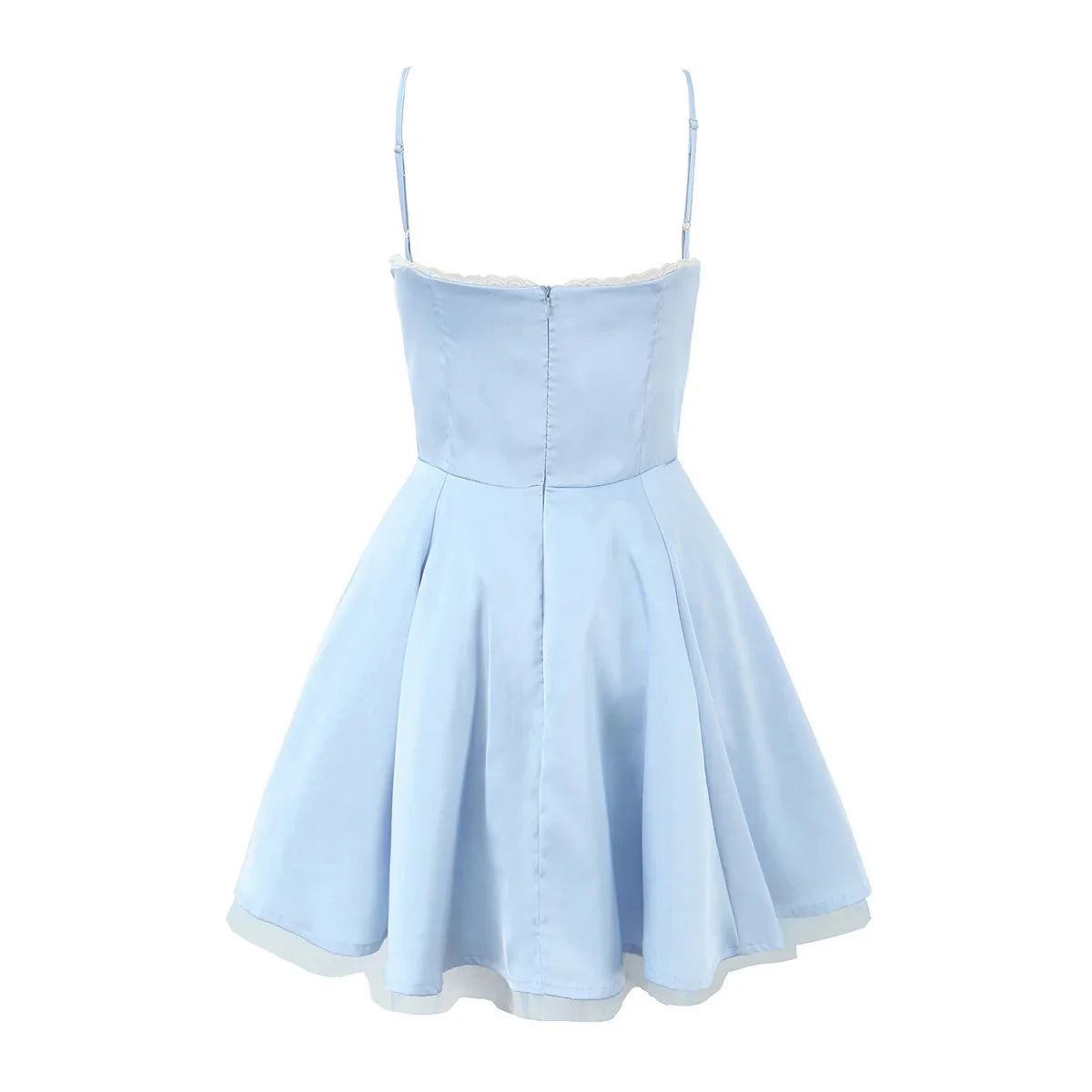 Satin Corset Style Lace 2 layers Lining Hem Mini Dress