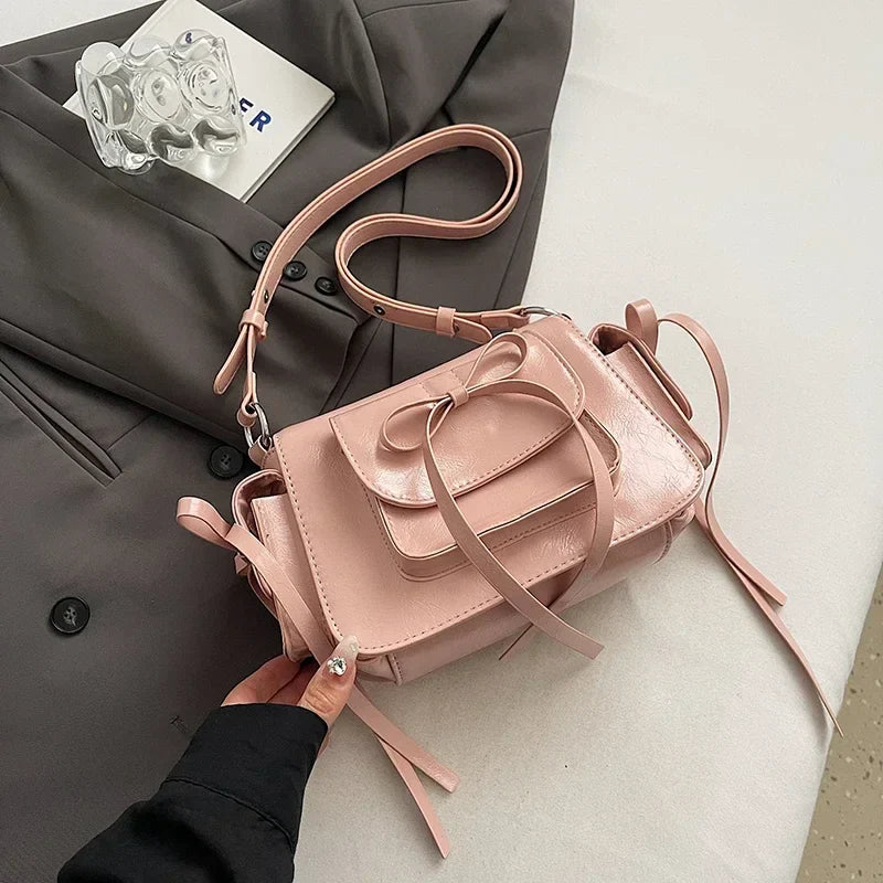 Faux Leather Trend Y2K Bow Tie Handbags