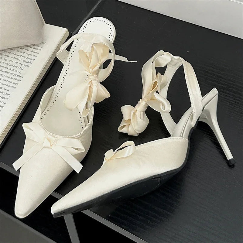 Butterfly-knot Ankle Lace Up Thin Low Heels Sandals