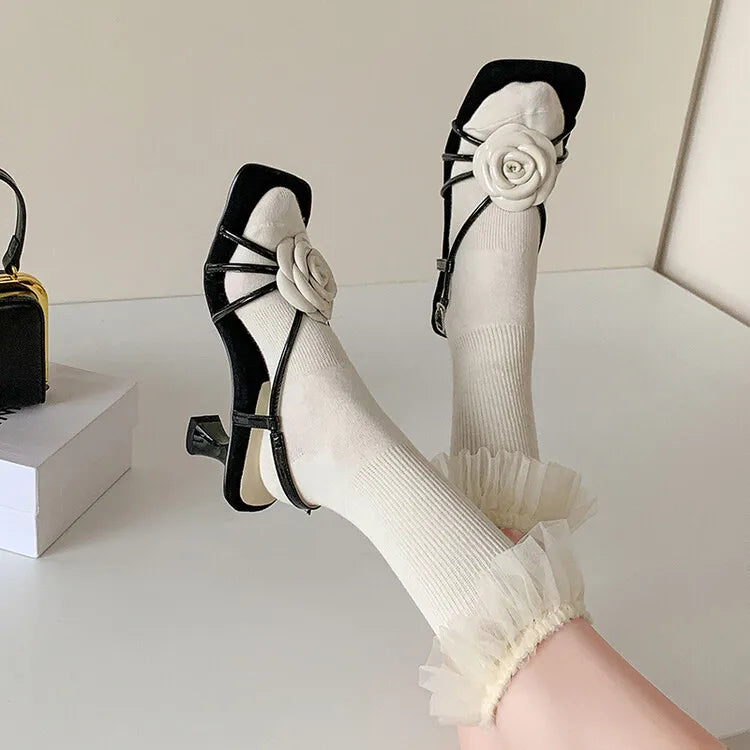 Handmade 3D Flower Open-Toe Sandals