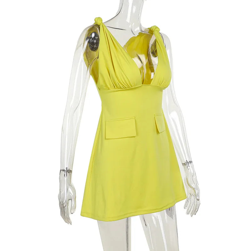V-Neck Bodycon Mini Dress