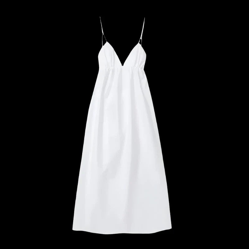 Backless Midi Dress Camisole Chic V-Neck & Easy Fit