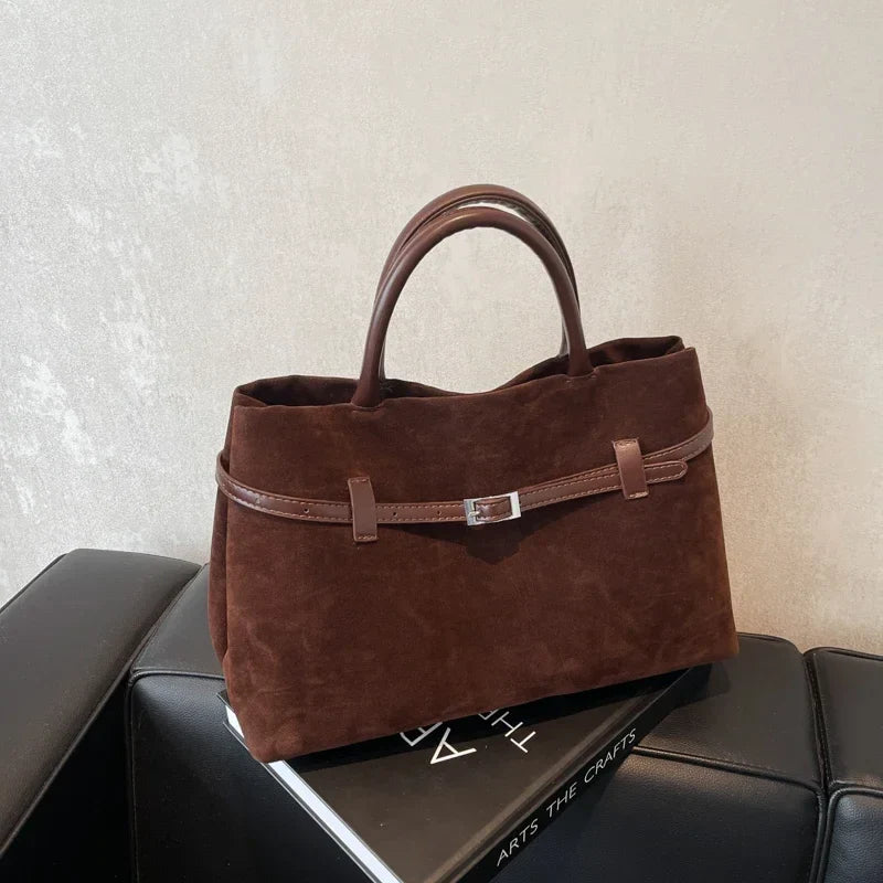 Retro Velvet Leather Tote Bags For Women