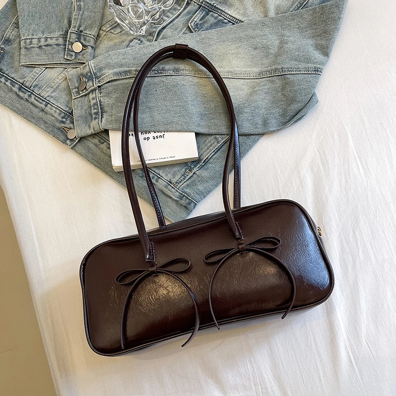 Small Bow Tie Faux Leather Shoulder Bags