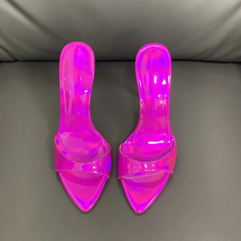 Dazzling Color Peep Toe Ladies Stiletto Sandals