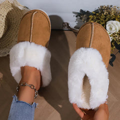 Women Faux Suede Fluffy Furry Home Slides