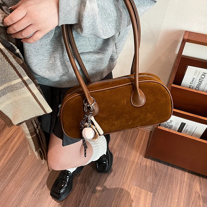 Faux Suede Retro Shoulder Bag for Women