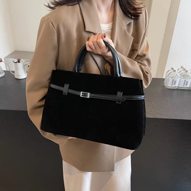Retro Velvet Leather Tote Bags For Women