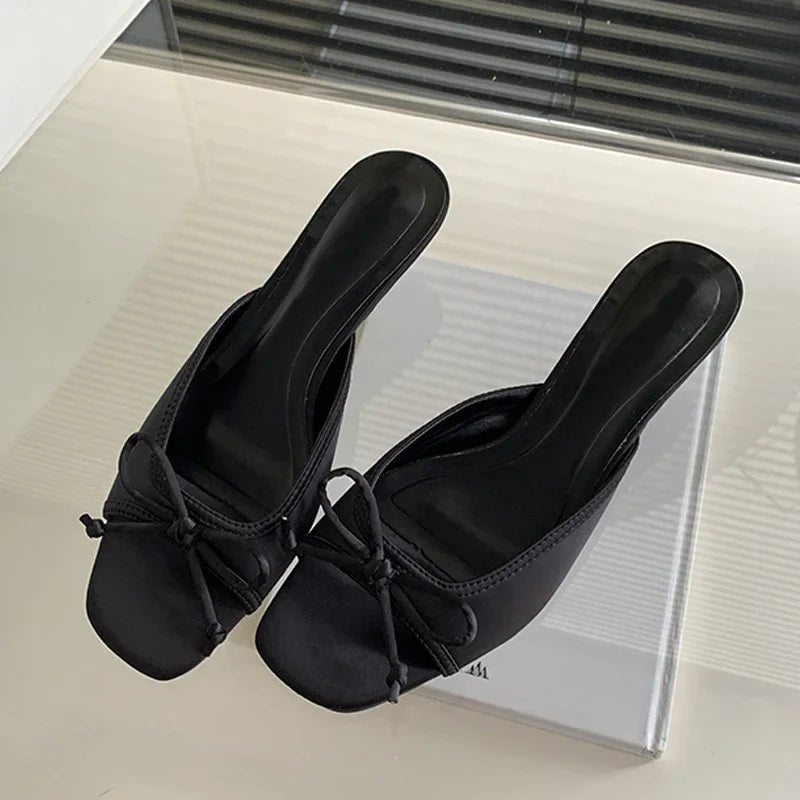 Square Toe Butterfly-knot Low Heels Shoes
