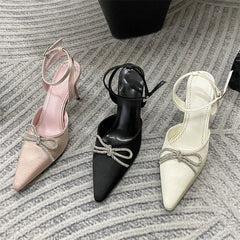 Crystal Butterfly-knot Thin High Heeled Pumps