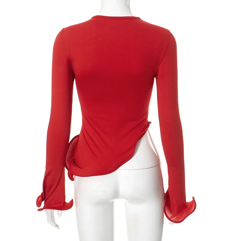 Red Ruffle Crop Top