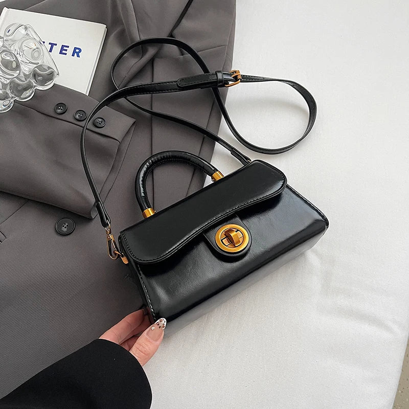 Faux Leather Crossbody Top-Handle Handbag
