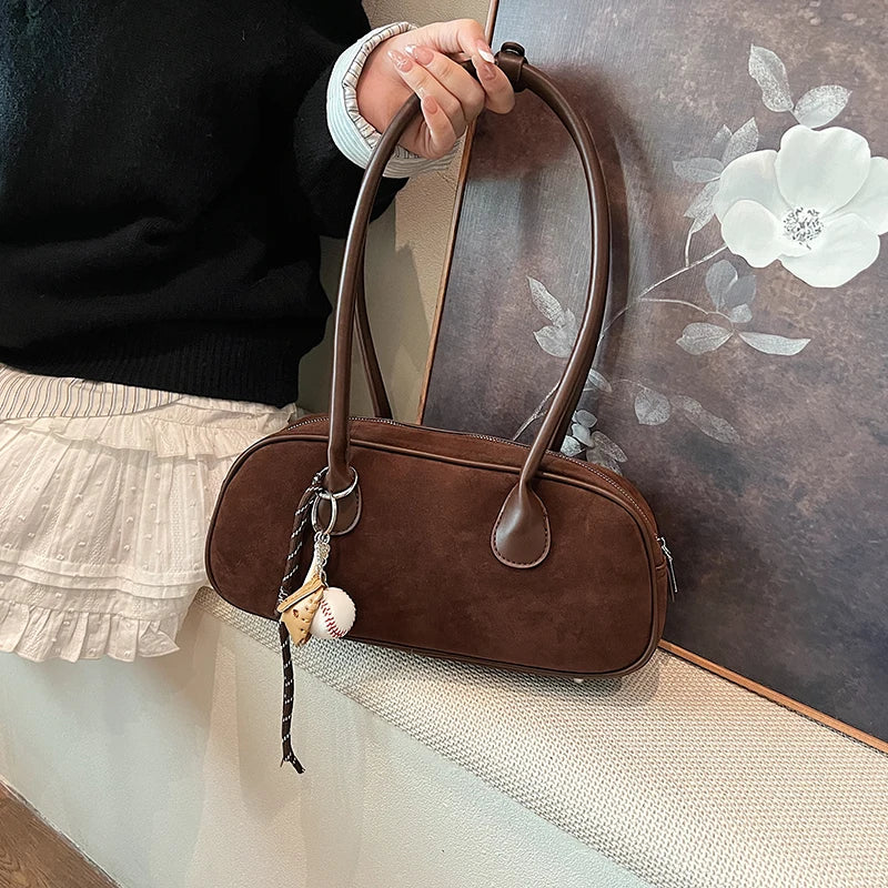Faux Suede Retro Shoulder Bag for Women