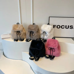 Soft Faux Fur Small Solid Color Backpack