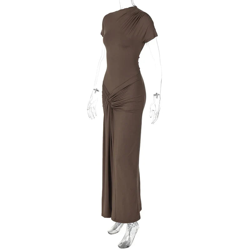 Short Sleeve Maxi Dress Curvy Silhouette & Flattering Tie-Up