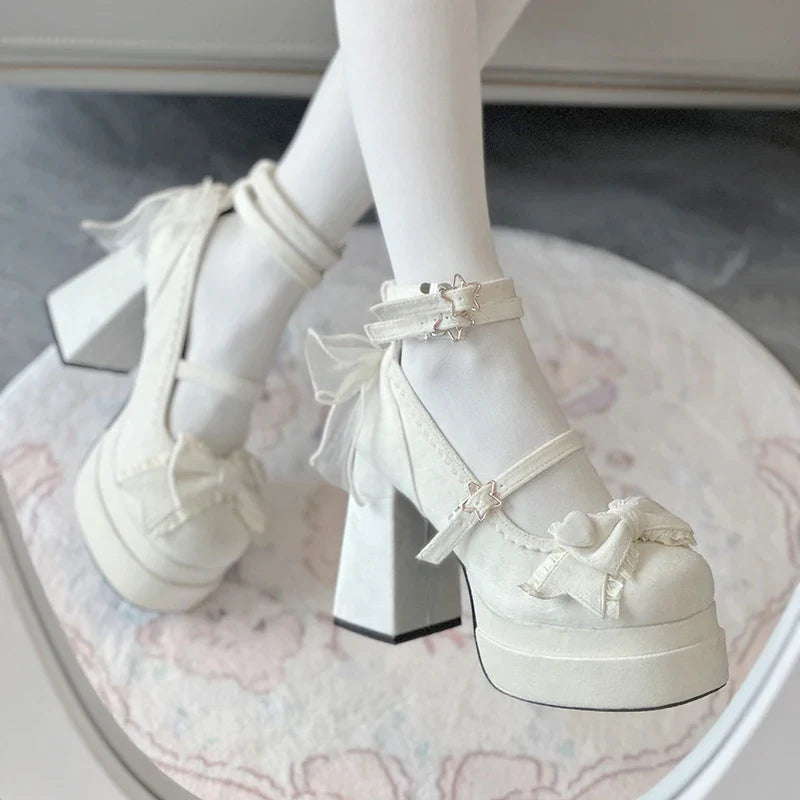 Platform High Heel Butterfly-knot Cross Strap Shoes