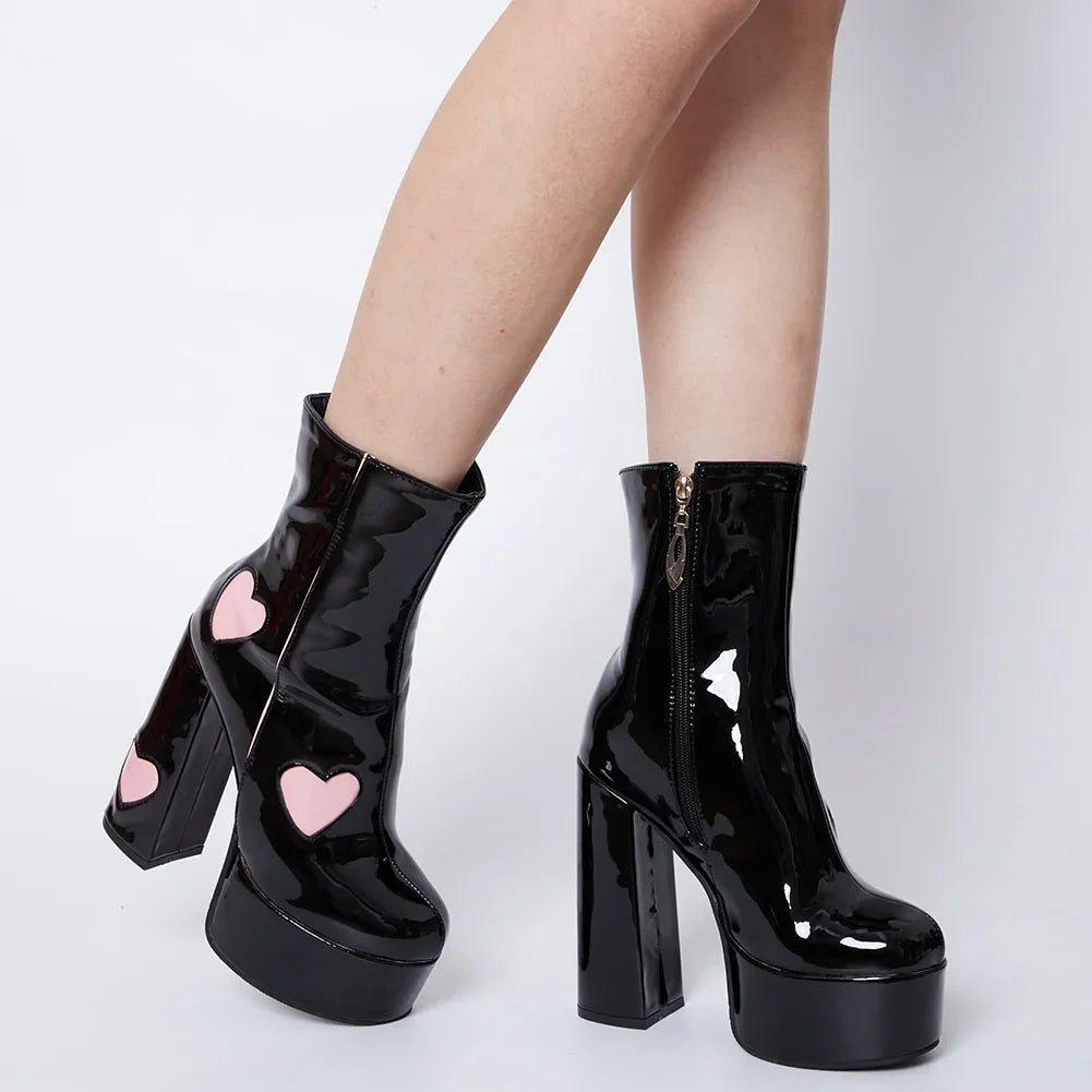 Women Ankle Boots Design Heart
