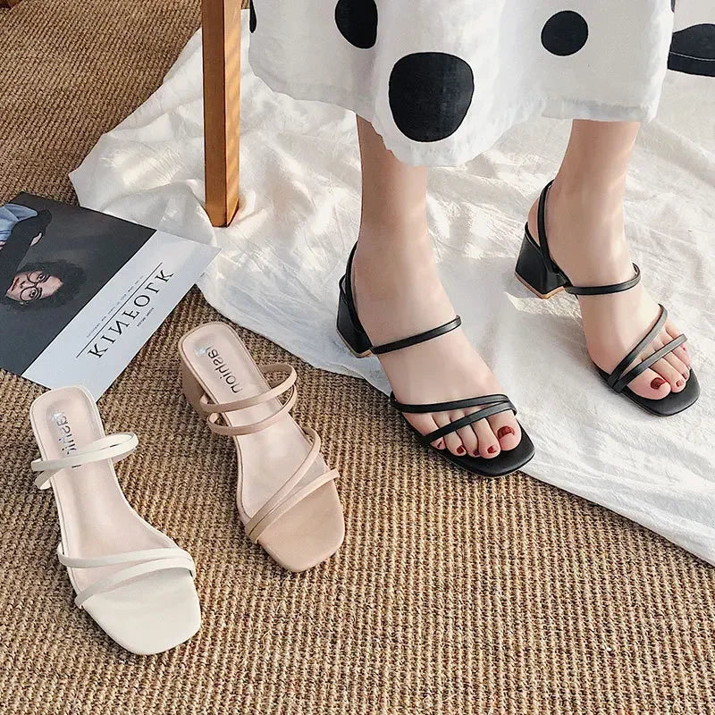 Square Open Toe Back Strap Sandals