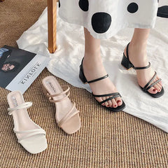Square Open Toe Back Strap Sandals