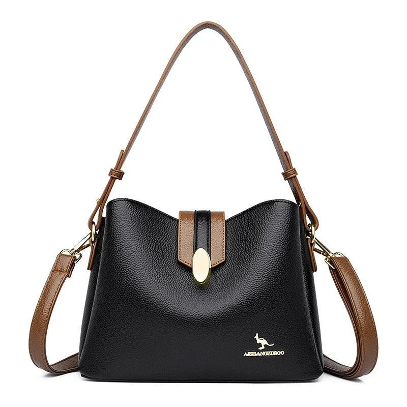 Leather Crossbody Tote Bag for Women