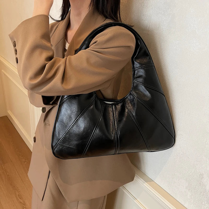 Big Splicing Faux Leather Crossbody Bags for Women