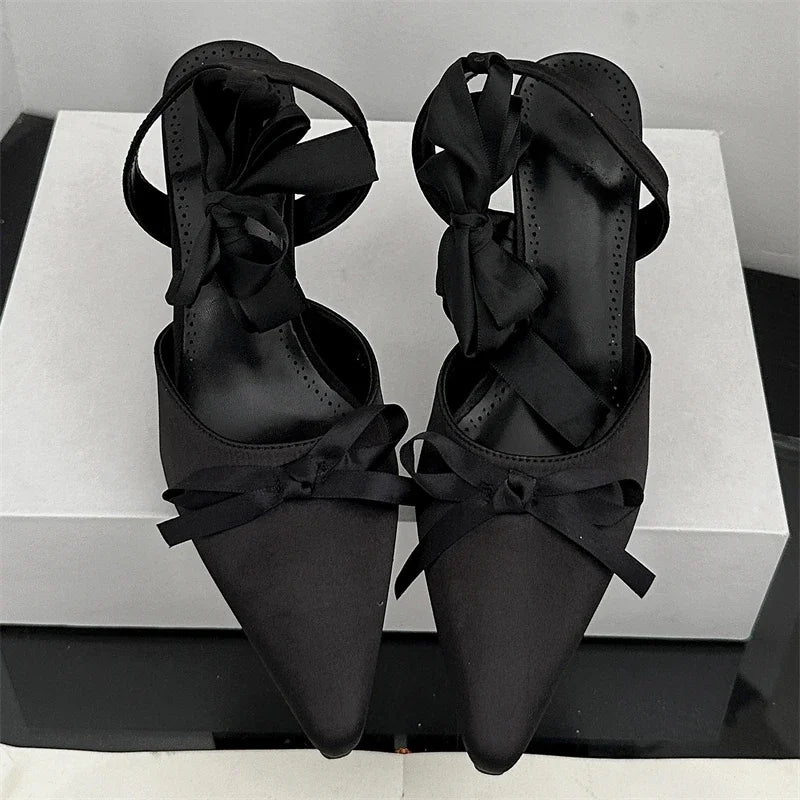 Butterfly-knot Ankle Lace Up Thin Low Heels Sandals