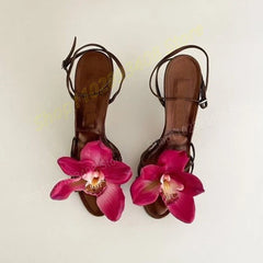 Rose Red Ankle Strap Heels