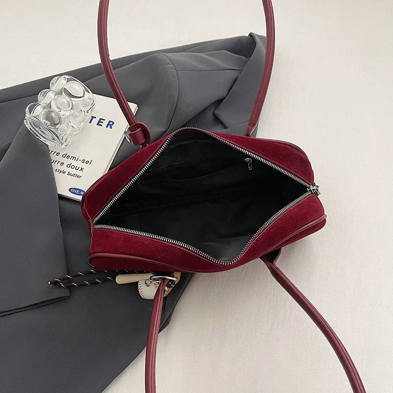 Faux Suede Retro Shoulder Bag for Women