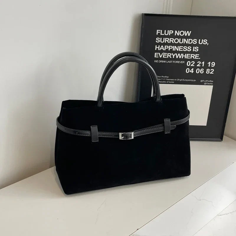 Retro Velvet Leather Tote Bags For Women