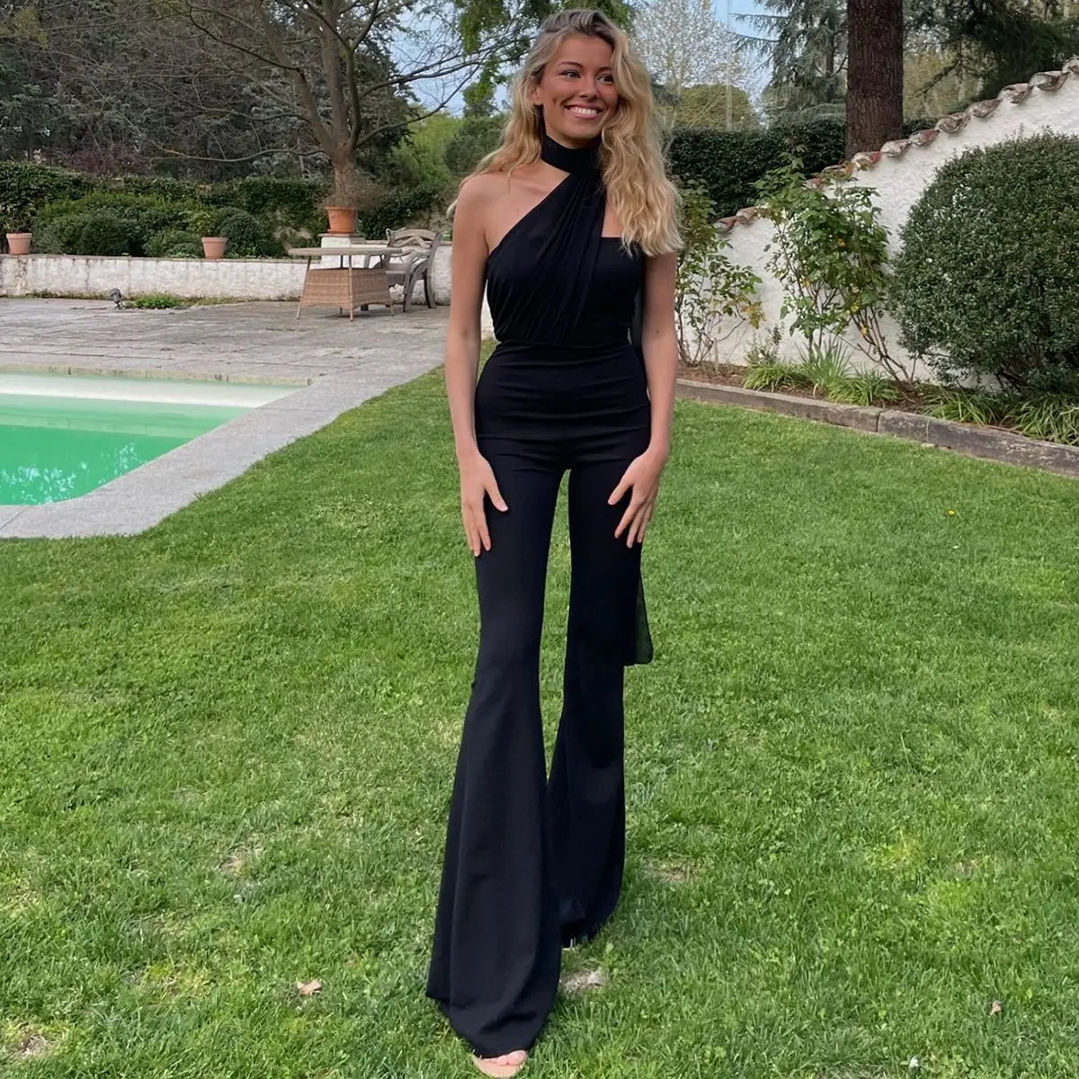 Draped Tube Solid Jumpsuit