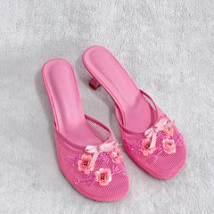 Mesh Thin heel Slip on Sandals
