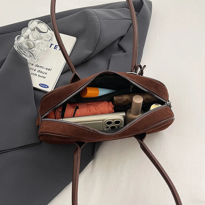 Faux Suede Retro Shoulder Bag for Women