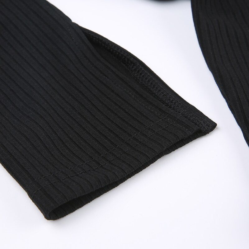 Black Knitted Long-Sleeve T-shirts