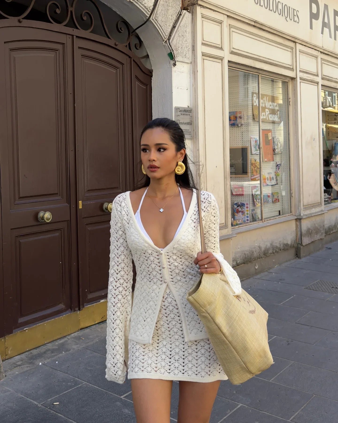 Crochet Cardigan & Mini Skirt Set