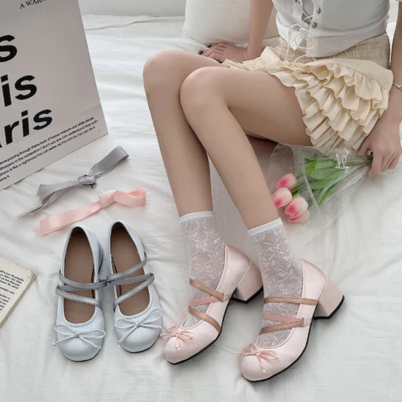Round Toe Mary Jane Cross Strap Shoes